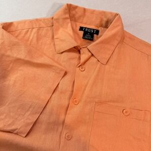 Trust Short Sleeve Linen Blend L Resort Classic Camp Collared Button-Down Beach